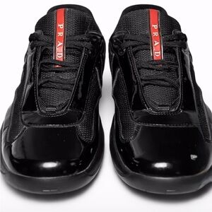Prada Men's Black and Red Sneakers
